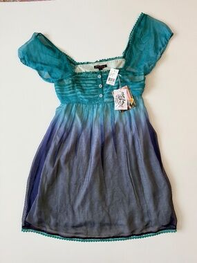 NWT Vintage Deadstock 100% Silk Betsey Johnson Ombré Babydoll Dress Size 4